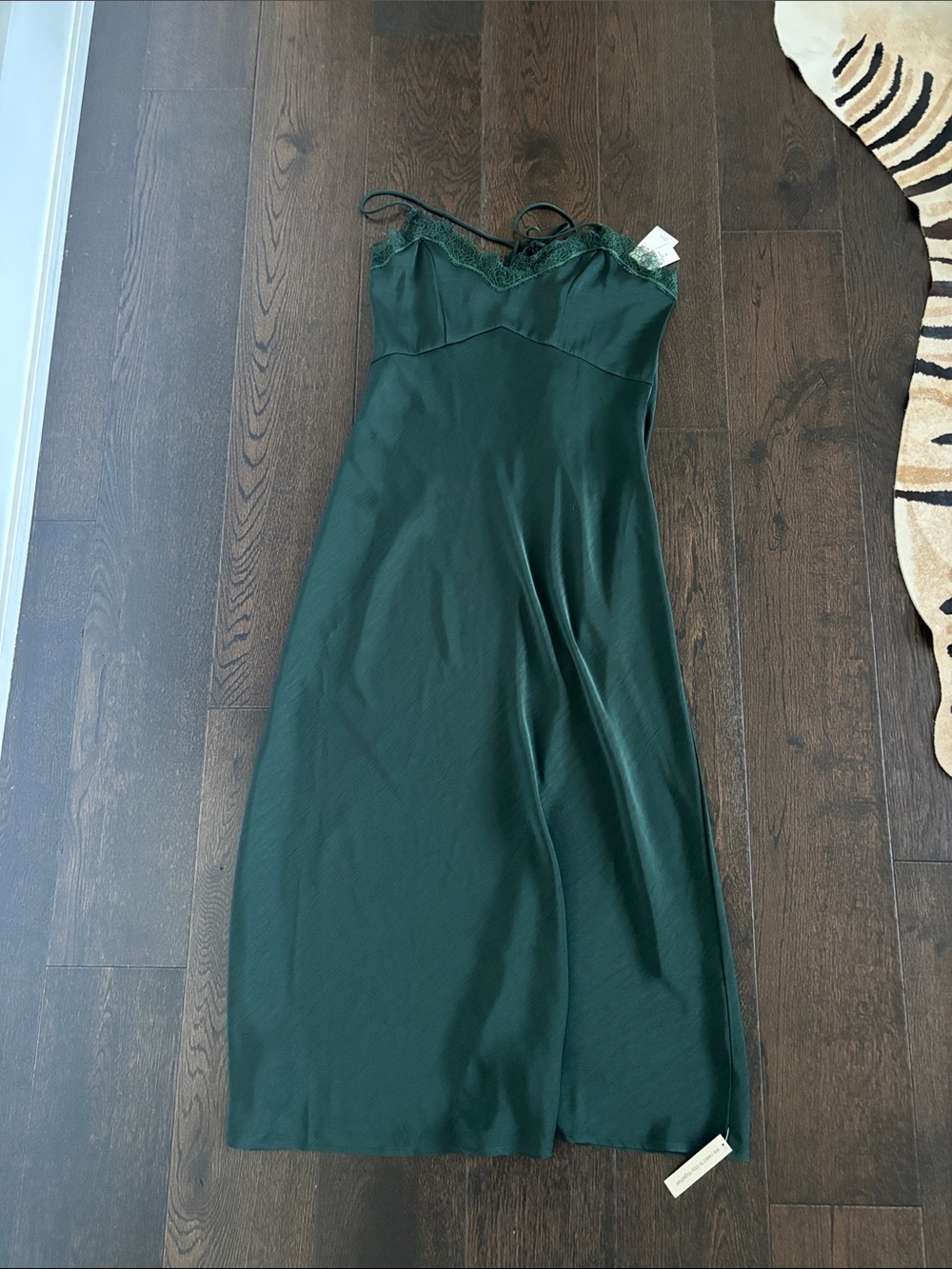 Emerald Green Lace-Trim Slip Dress